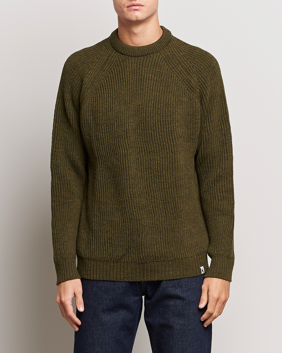 Uomini | Peregrine | Peregrine | Ford Knitted Wool Jumper Olive