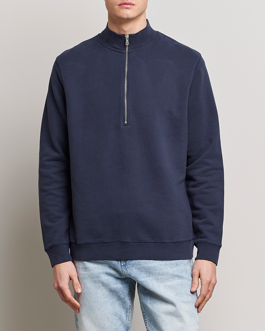 Uomini | Sunspel | Sunspel | Loopback Half Zip Sweatshirt Navy