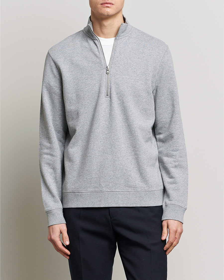 Uomini |  | Sunspel | Loopback Half Zip Sweatshirt Grey Melange