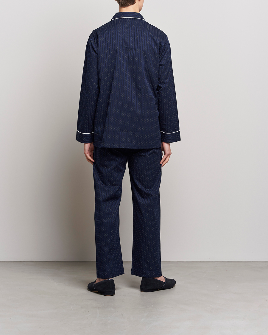 Uomini |  | Derek Rose | Royal Piped Cotton Pyjama Set Navy