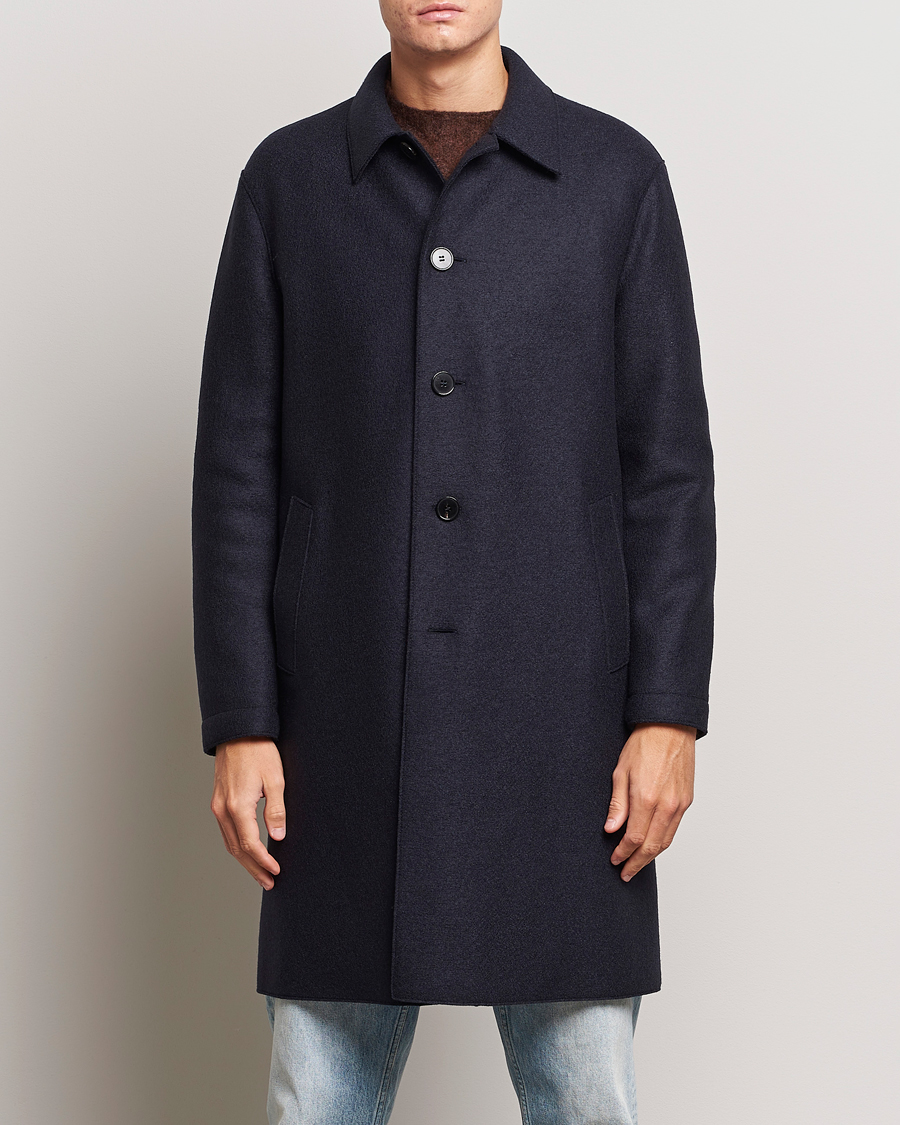 Uomini | Giacche | Harris Wharf London | Pressed Wool Mac Coat Navy