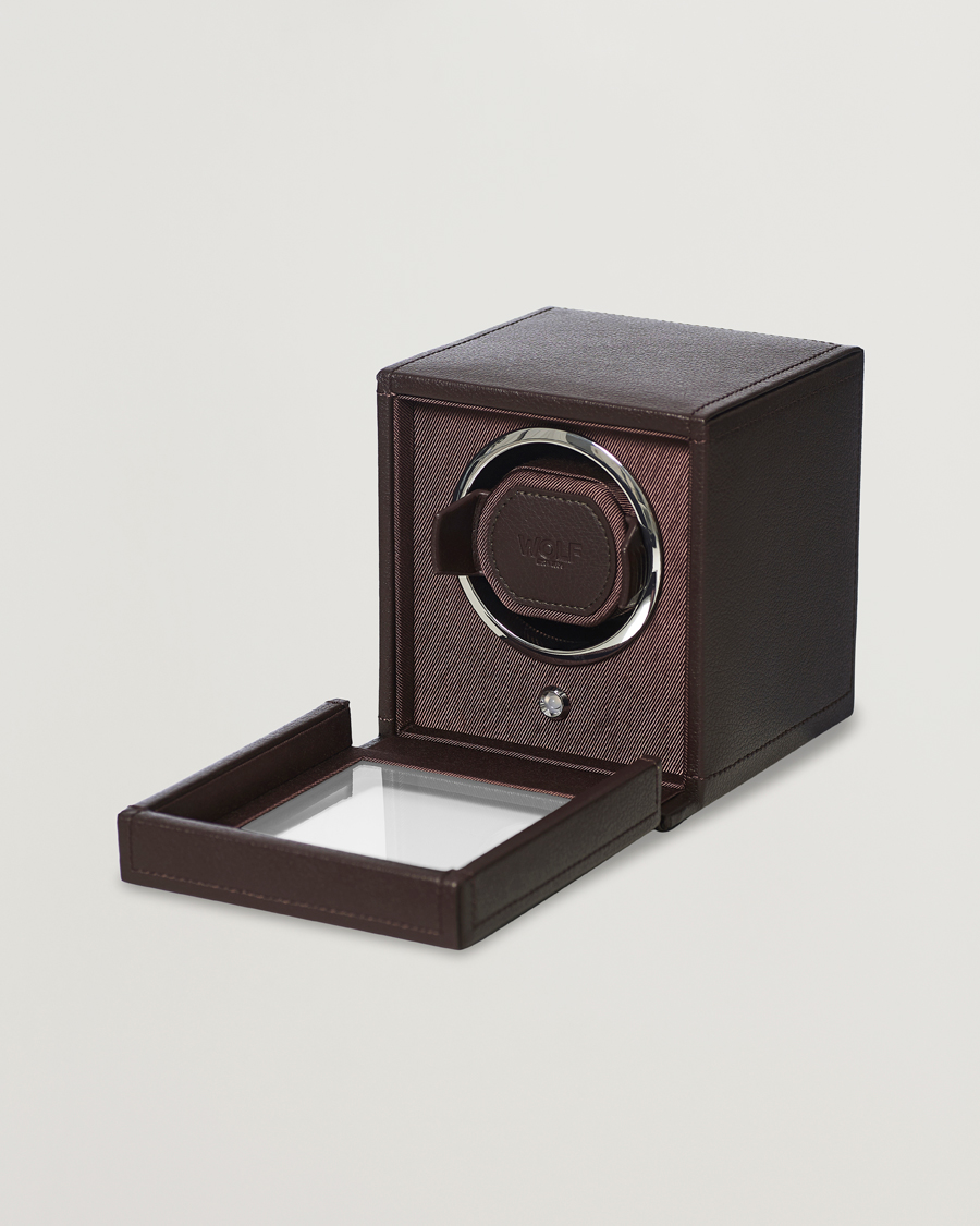 Uomini | Scatole per orologi | WOLF | Cub Single Winder With Cover Dark Brown