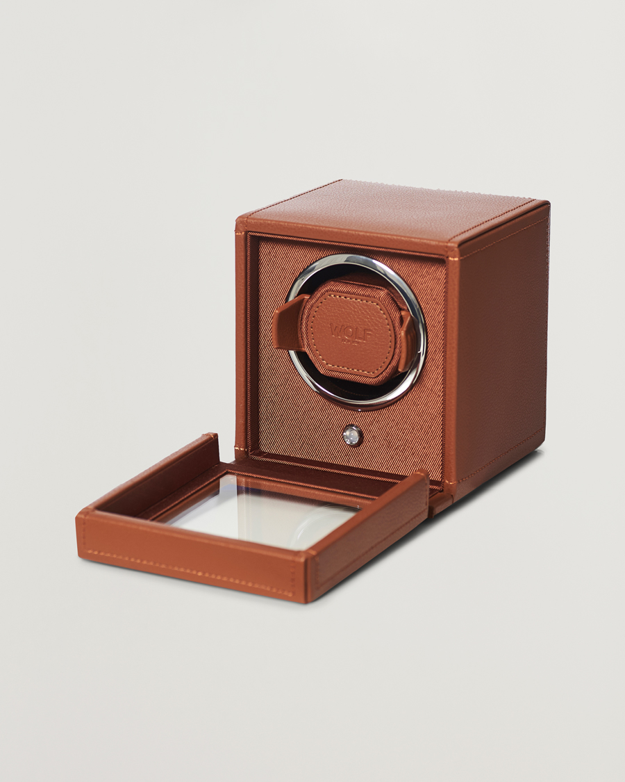 Uomini | Scatole per orologi | WOLF | Cub Single Winder With Cover Cognac