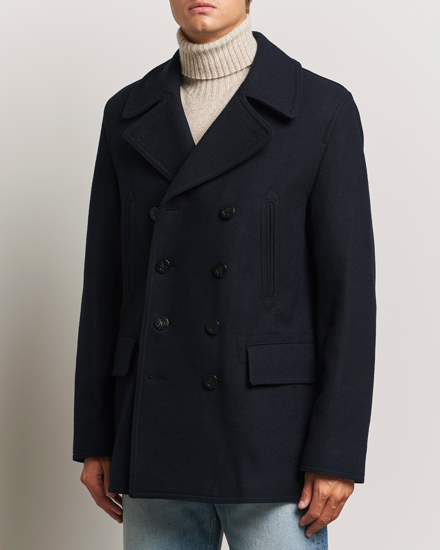 Uomini | Cappotti | Gloverall | Churchill Reefer Peacoat Navy