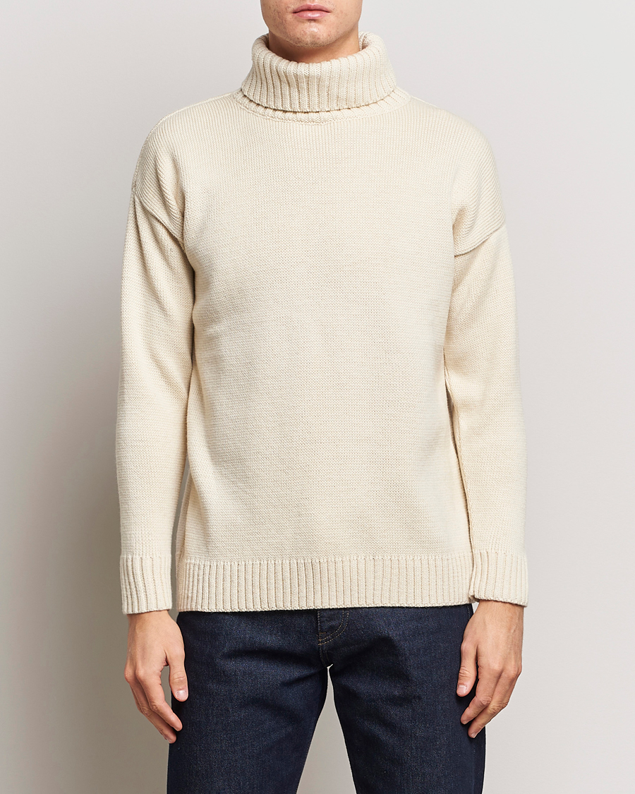 Uomini | Maglieria | Gloverall | Submariner Chunky Wool Roll Neck Ecru