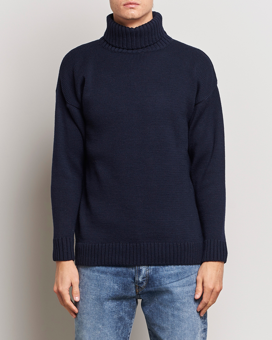 Uomini | Dolcevita | Gloverall | Submariner Chunky Wool Roll Neck Navy