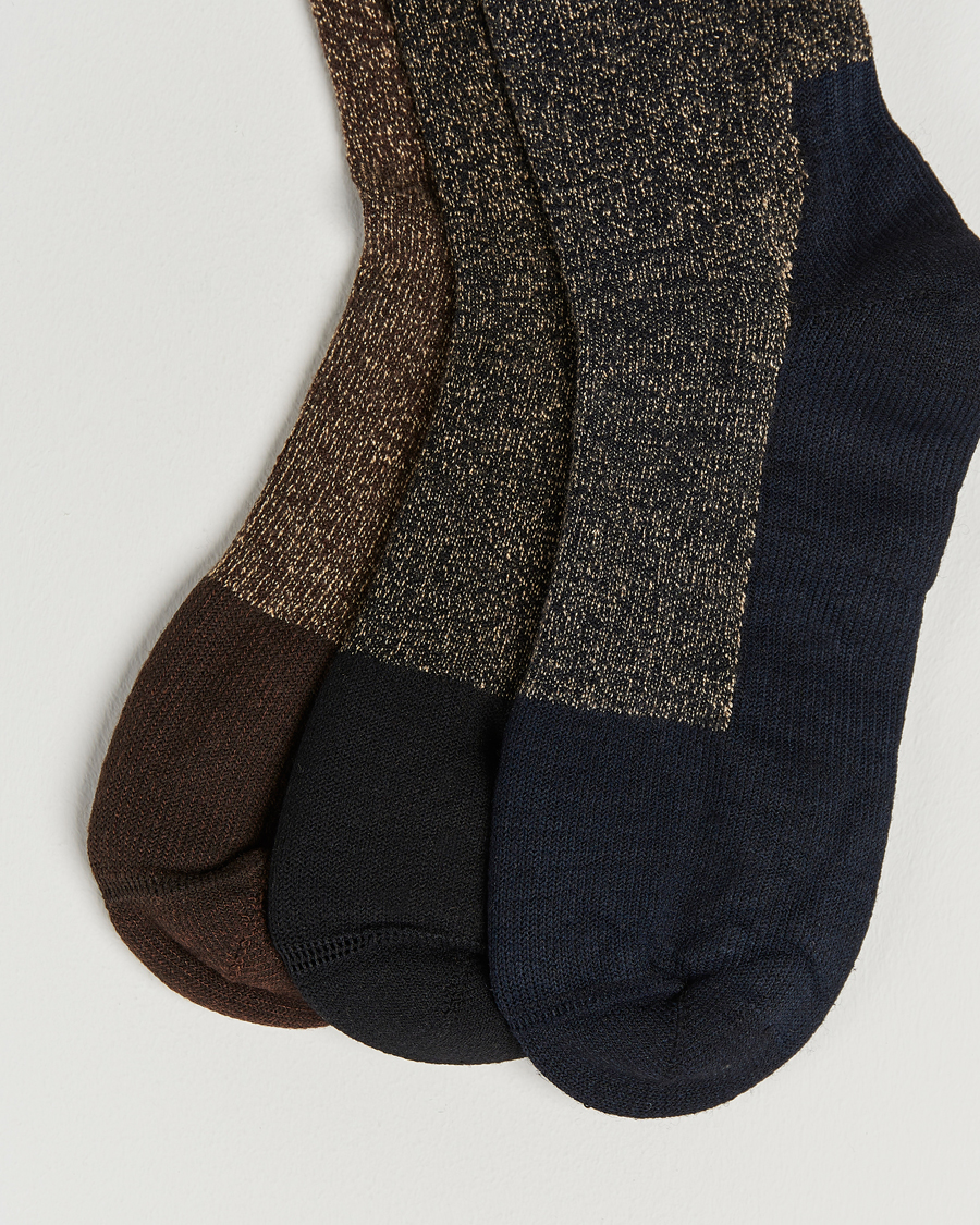 Uomini | Red Wing Shoes | Red Wing Shoes | Wool Deep Toe-Capped Crew 3-Pack Brown/Navy/Black