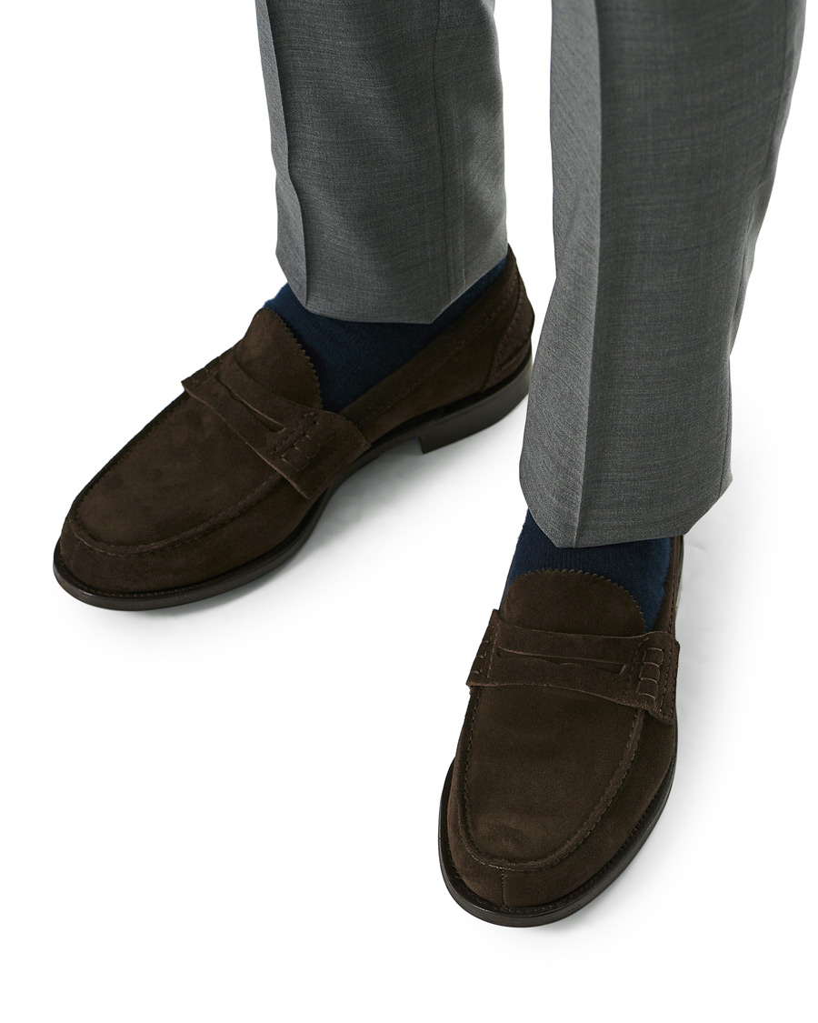 Uomini | Church's Pembrey Suede Penny Loafers Dark Brown | Church's | Pembrey Suede Penny Loafers Dark Brown