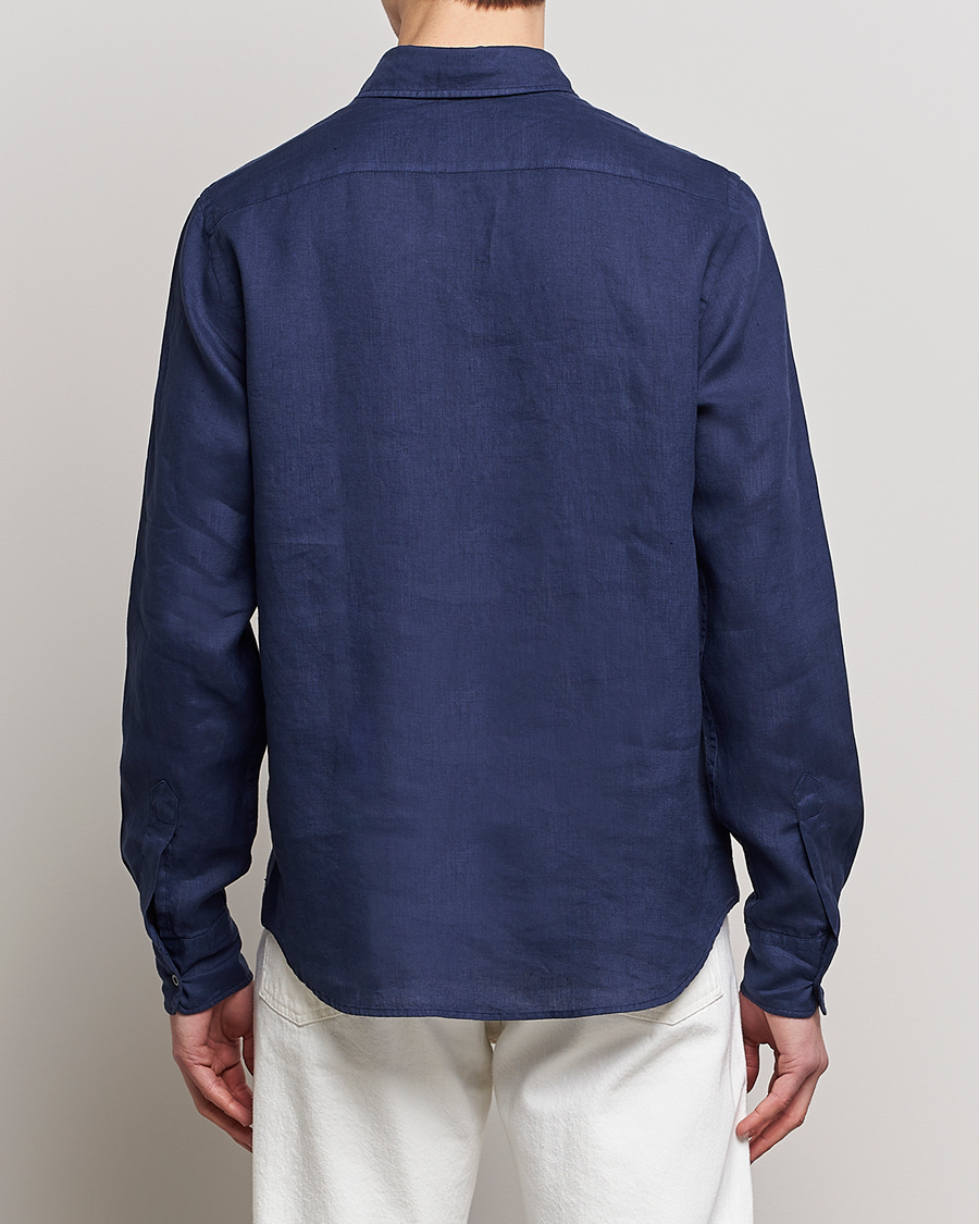 Uomini | Camicie | Aspesi | Linen Popover Shirt Dark Blue