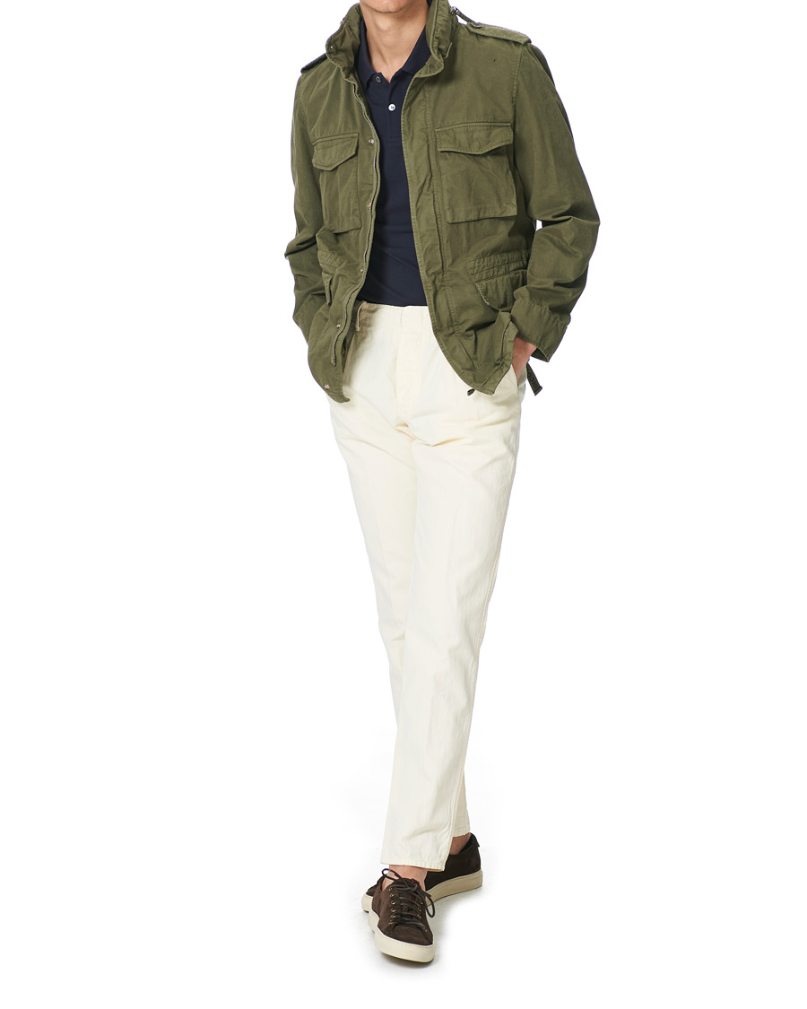 Uomini | Pantaloni | Incotex | Tapered Fit Cotton Trousers Off White
