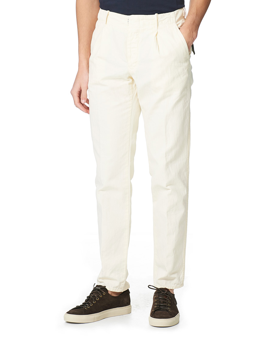Uomini | Pantaloni | Incotex | Tapered Fit Cotton Trousers Off White