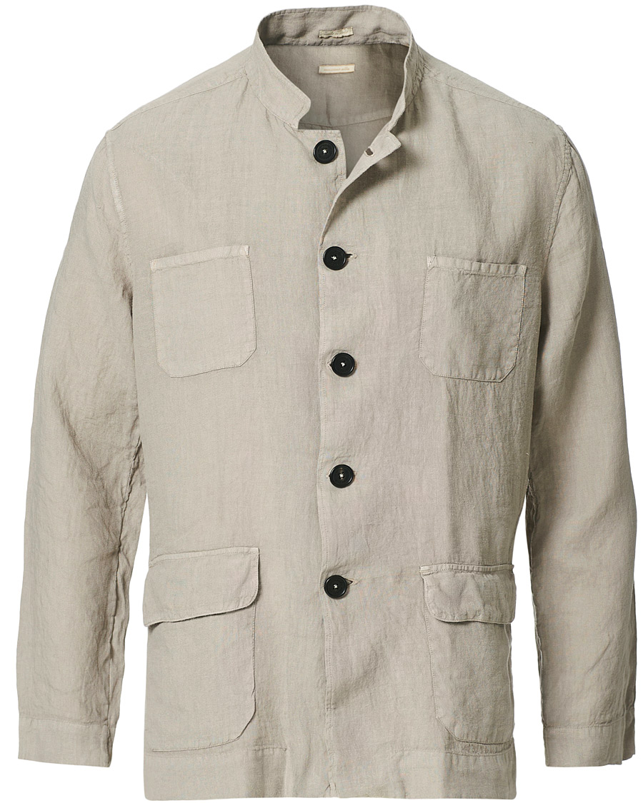 Uomini | Camicie | Massimo Alba | Cina Linen Overshirt Walnut