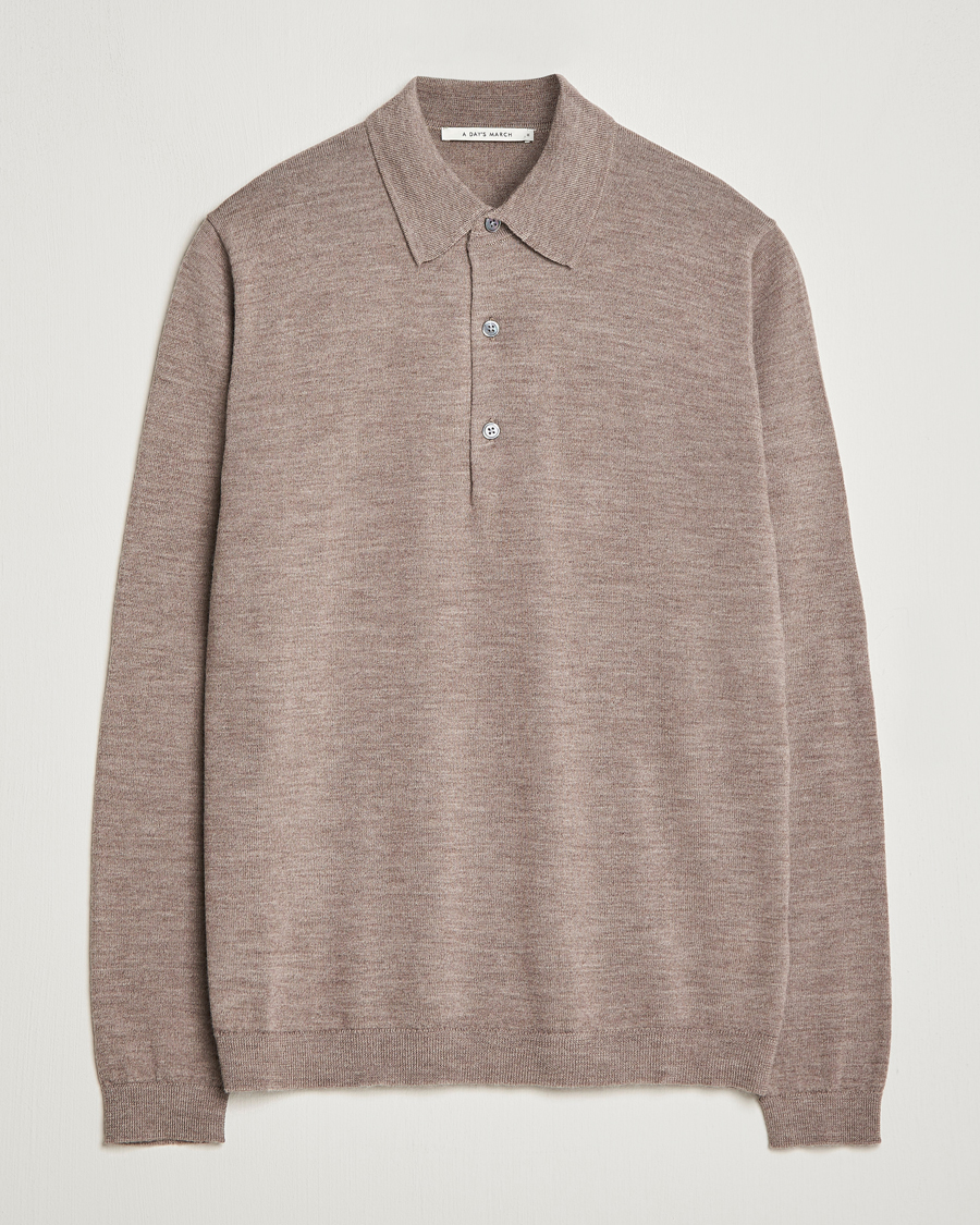 Uomini | Maglieria | A Day's March | Ambroz Merino Polo Taupe