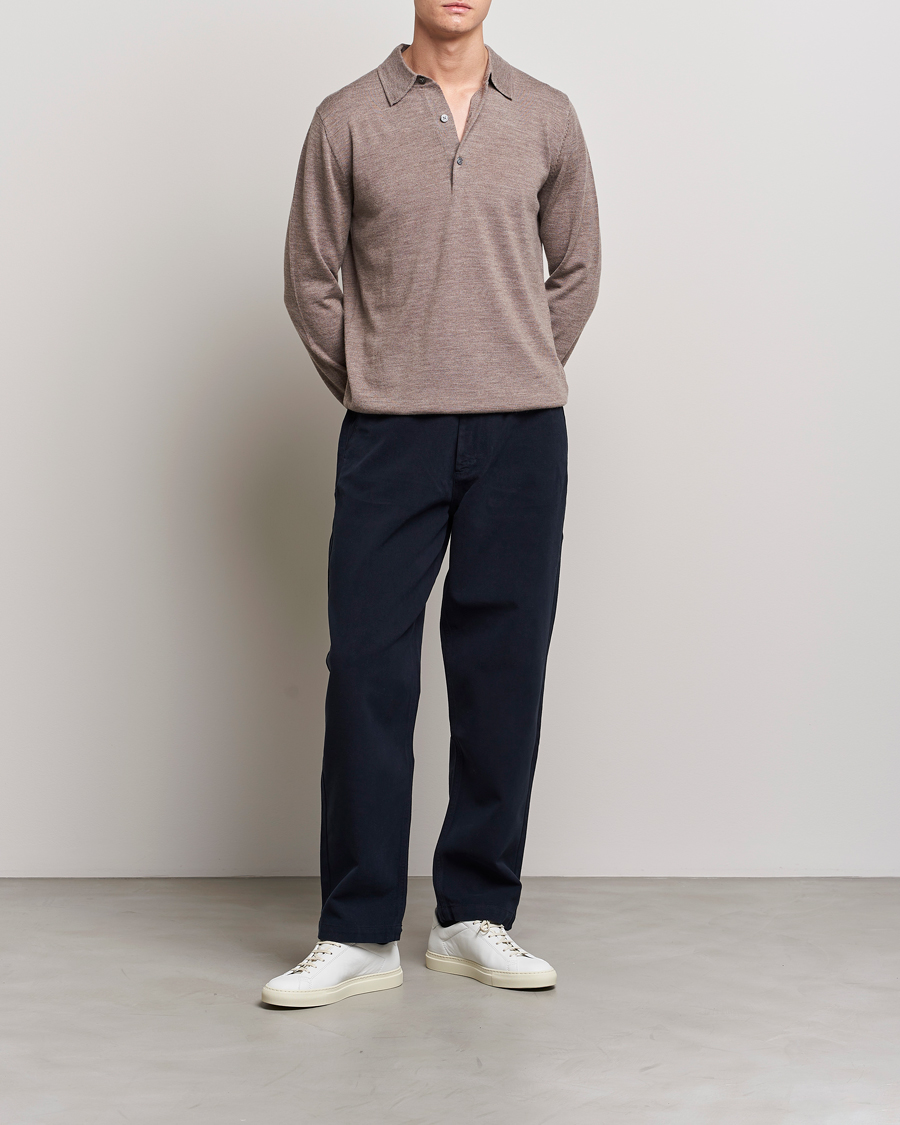 Uomini | Maglieria | A Day's March | Ambroz Merino Polo Taupe