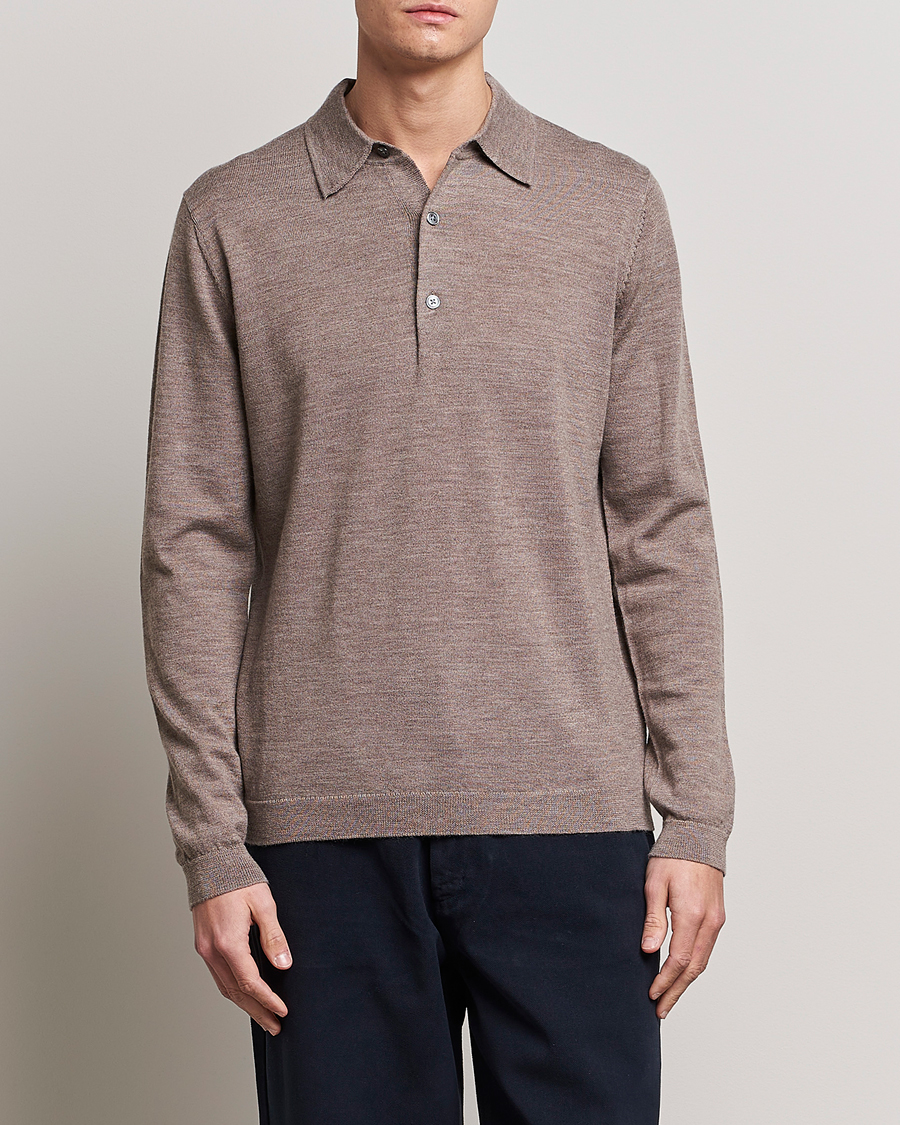 Uomini | Maglieria | A Day's March | Ambroz Merino Polo Taupe