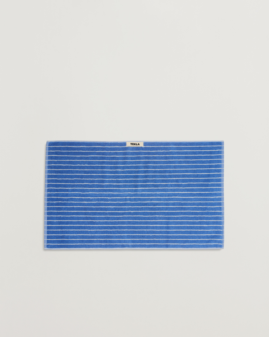 Uomini | Casa | Tekla | Organic Terry Hand Towel Clear Blue Stripes