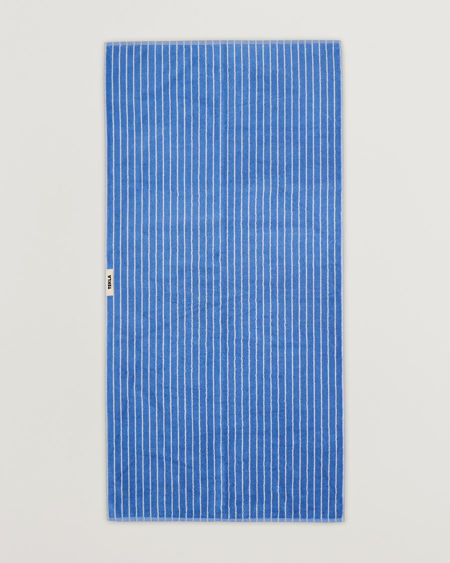 Uomini | Tekla | Tekla | Organic Terry Bath Towel Clear Blue Stripes