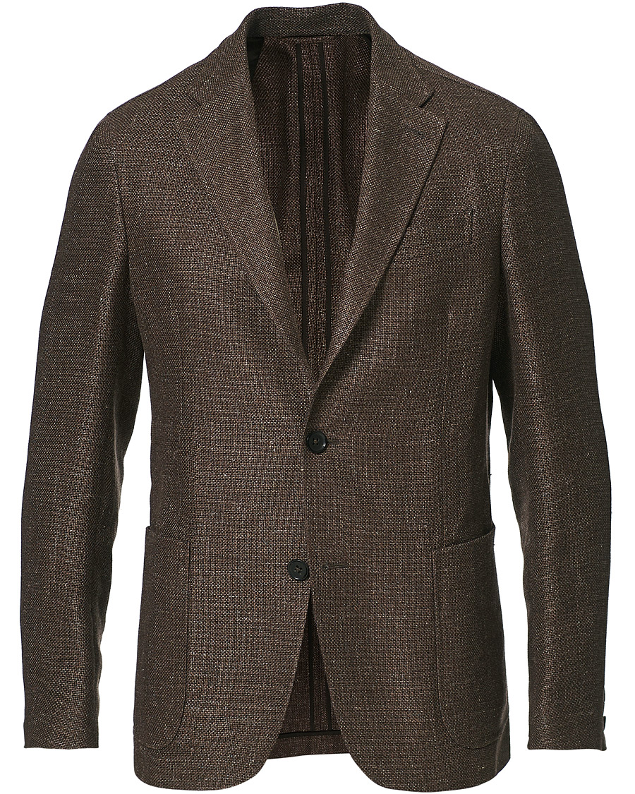 Uomini | Blazers | Ermenegildo Zegna | Wool/Linen Informale Blazer Brown Melange