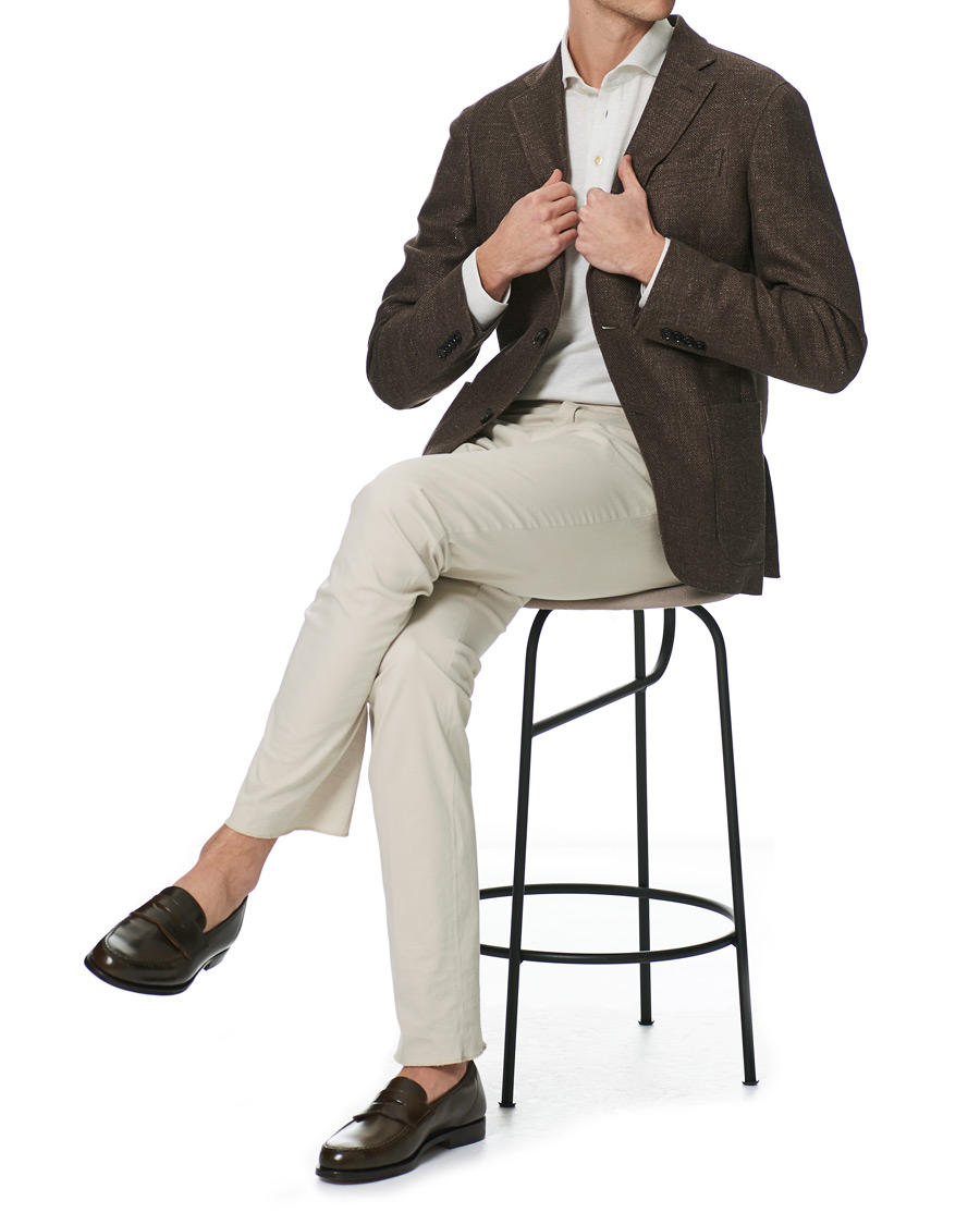 Uomini | Blazers | Ermenegildo Zegna | Wool/Linen Informale Blazer Brown Melange