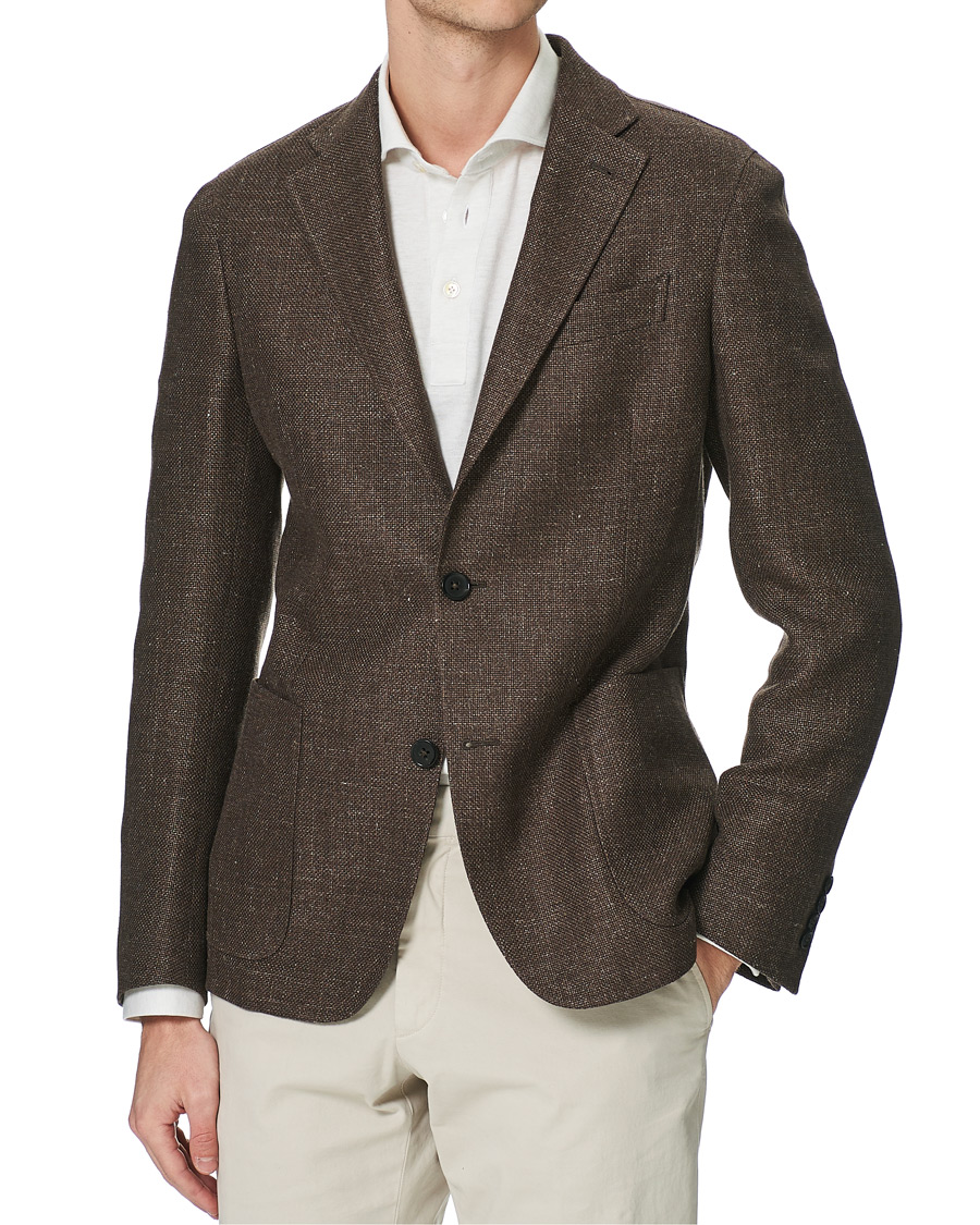Uomini | Blazers | Ermenegildo Zegna | Wool/Linen Informale Blazer Brown Melange