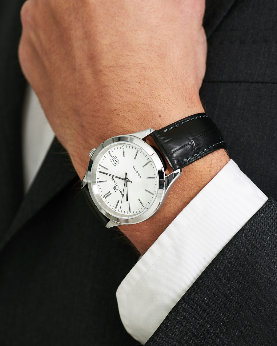 Uomini | Orologi | Sjöö Sandström | Jubilee Steel Quartz 40mm White/Black Calf