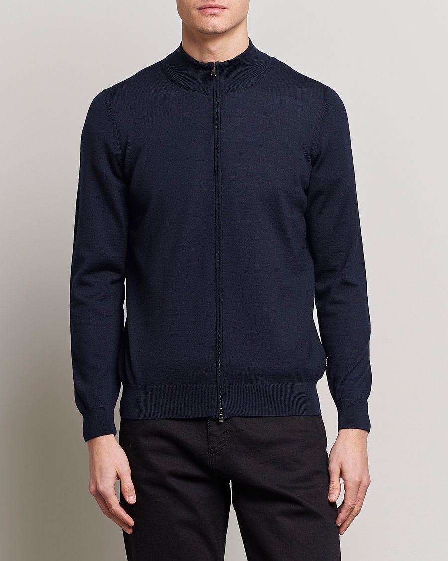 Uomini | Full-zip | BOSS BLACK | Balonso Full-Zip Sweater Dark Blue