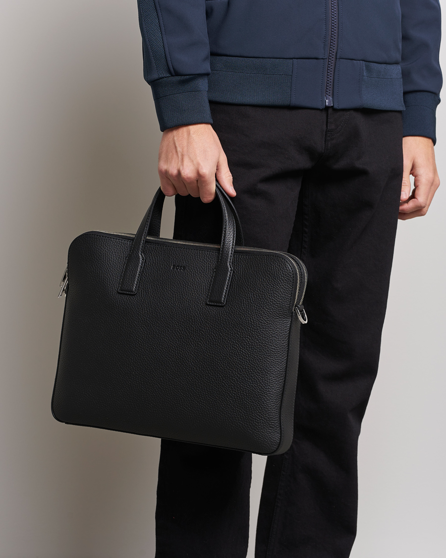 Uomini | Valigette | BOSS BLACK | Crosstown Slim Computer Leather Bag Black