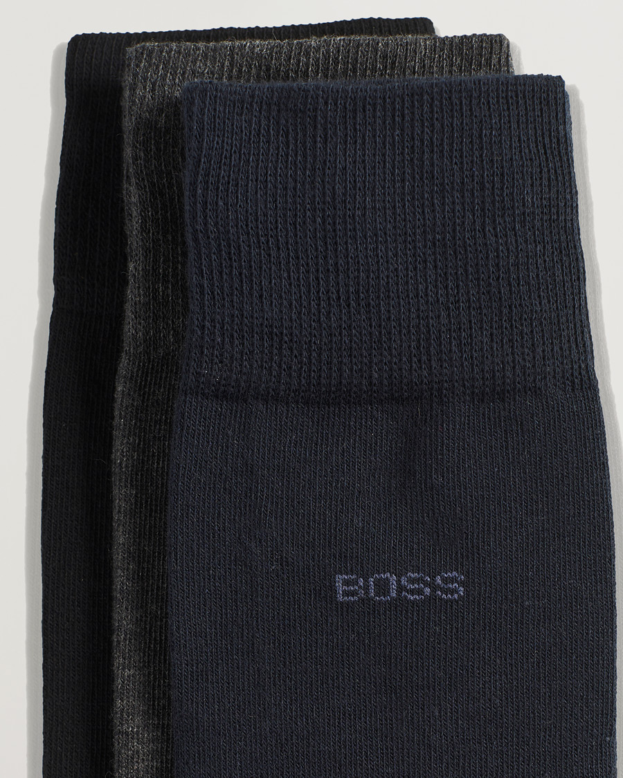 Uomini | Calzini per tutti i giorni | BOSS BLACK | 3-Pack RS Uni Socks Navy/Black/Grey