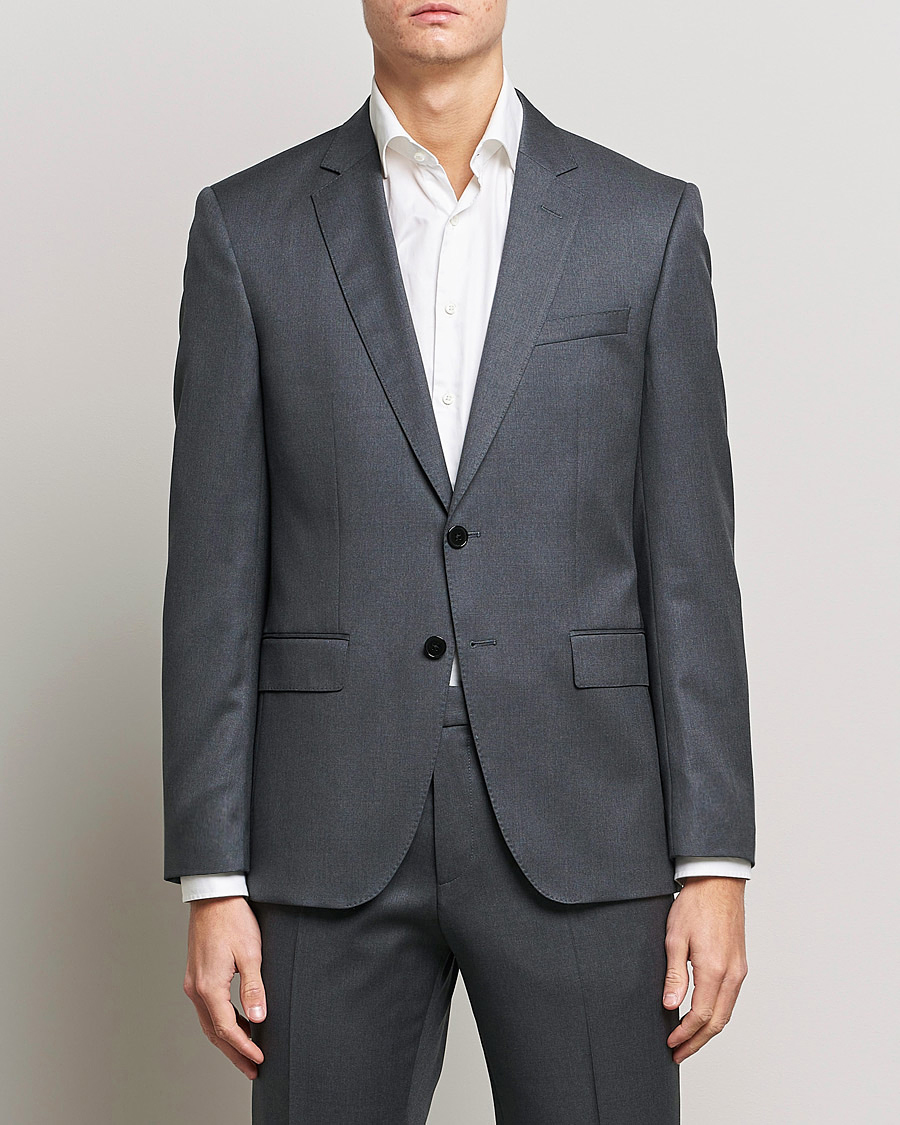 Uomini |  | BOSS BLACK | Huge Slim Fit Wool Blazer Dark Grey