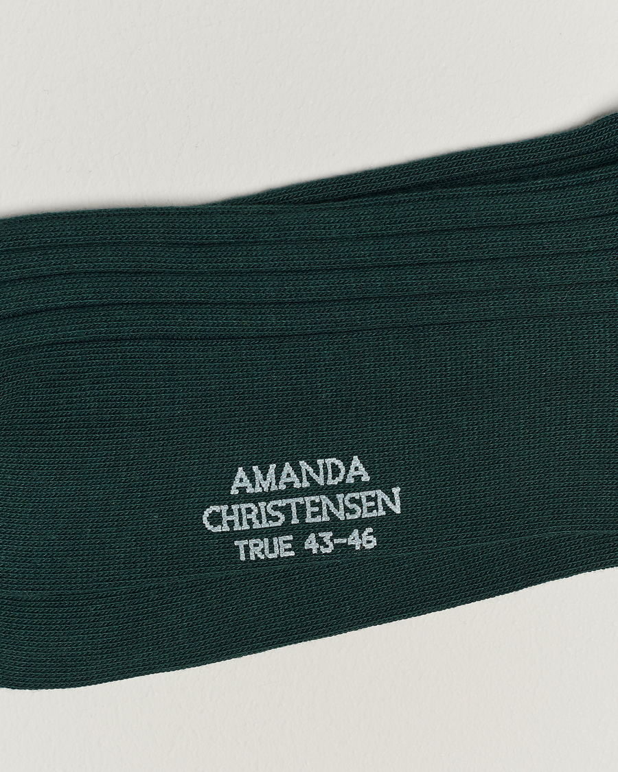 Uomini | Business & Beyond - Formal | Amanda Christensen | 3-Pack True Cotton Ribbed Socks Bottle Green