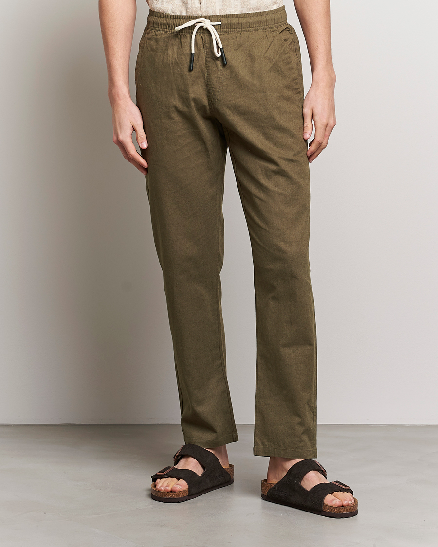 Uomini | Pantaloni di lino | OAS | Linen Long Pants Army