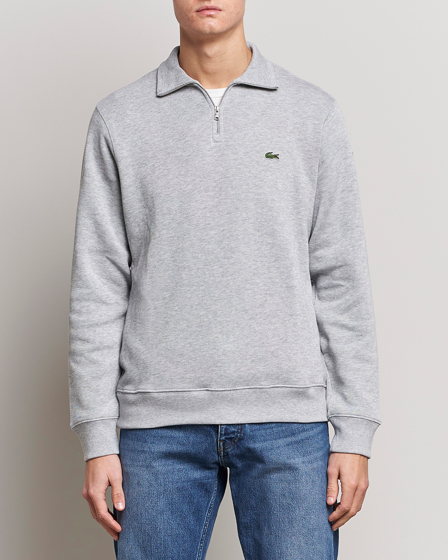 Uomini |  | Lacoste | Rib Interlock Half Zip Silver Chine