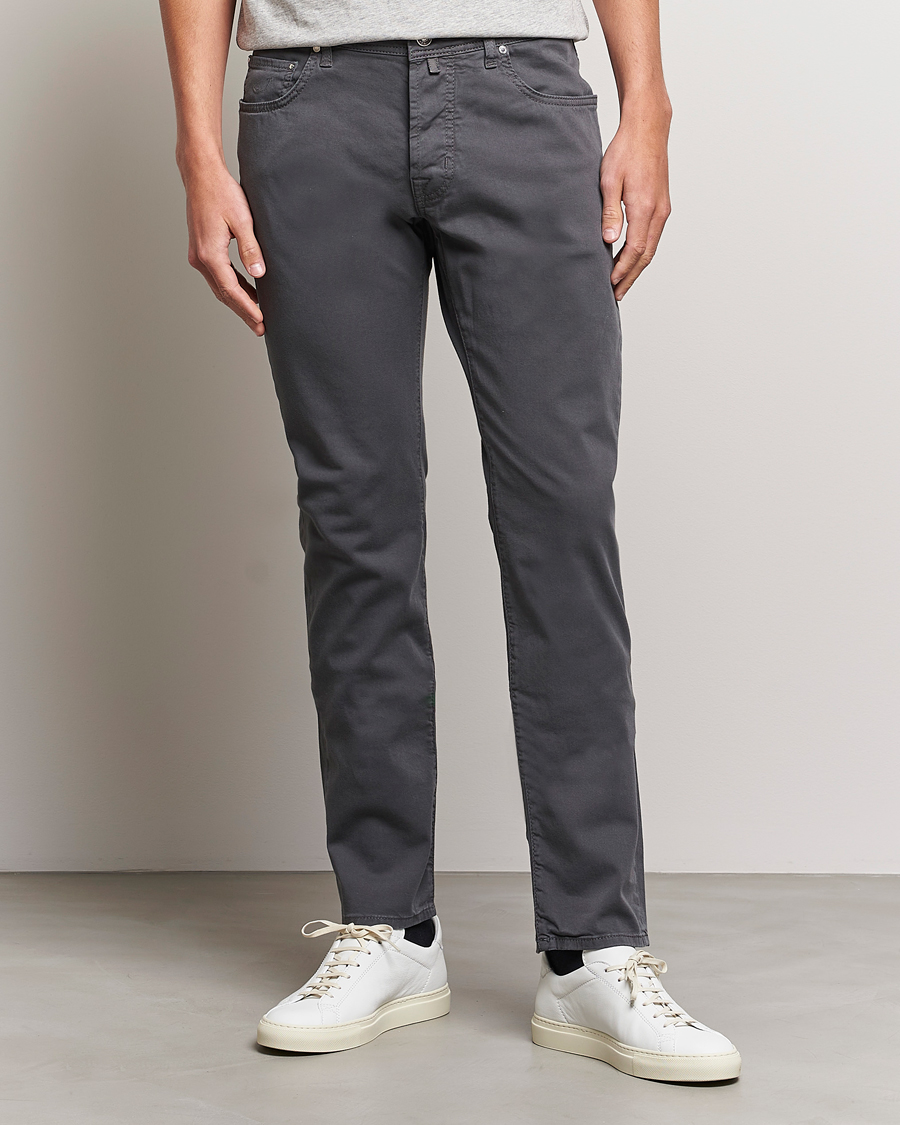 Uomini | Italian Department | Jacob Cohën | Bard Garment Dyed Gabardine Trousers Grey