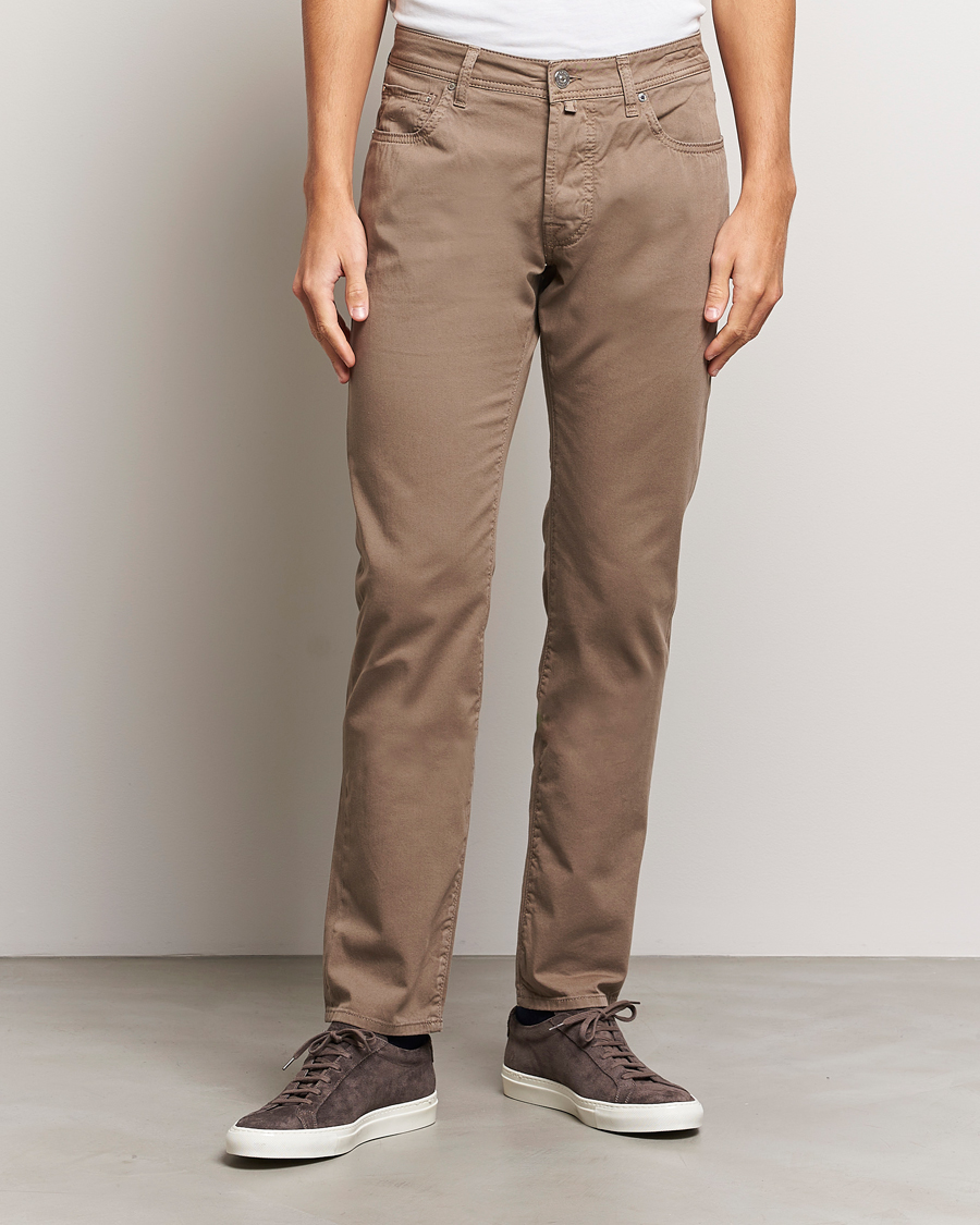 Uomini | Italian Department | Jacob Cohën | Bard Garment Dyed Gabardine Trousers Khaki