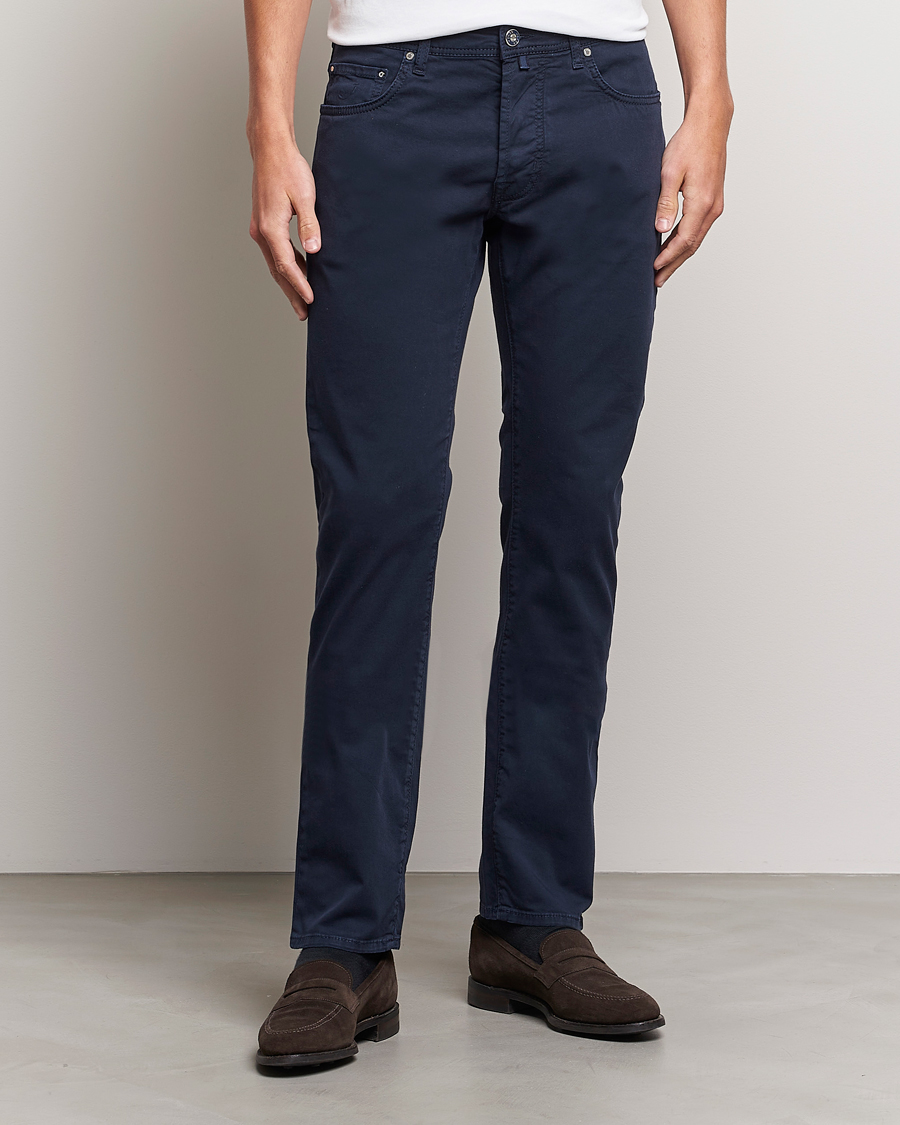 Uomini | Italian Department | Jacob Cohën | Bard Garment Dyed Gabardine Trousers Navy