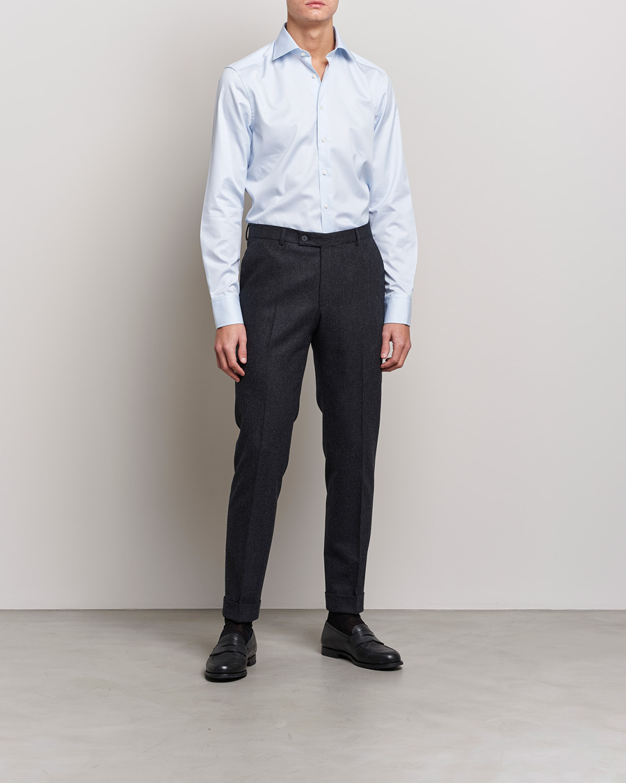 Uomini | Formale | Stenströms | Slimline Thin Stripe Shirt White/Blue