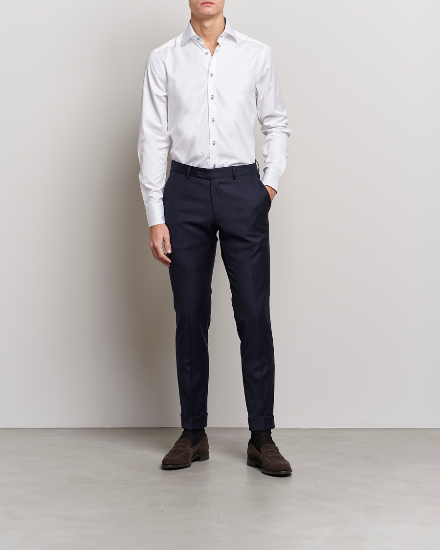 Uomini | Camicie business | Stenströms | Slimline Contrast Cut Away Shirt White