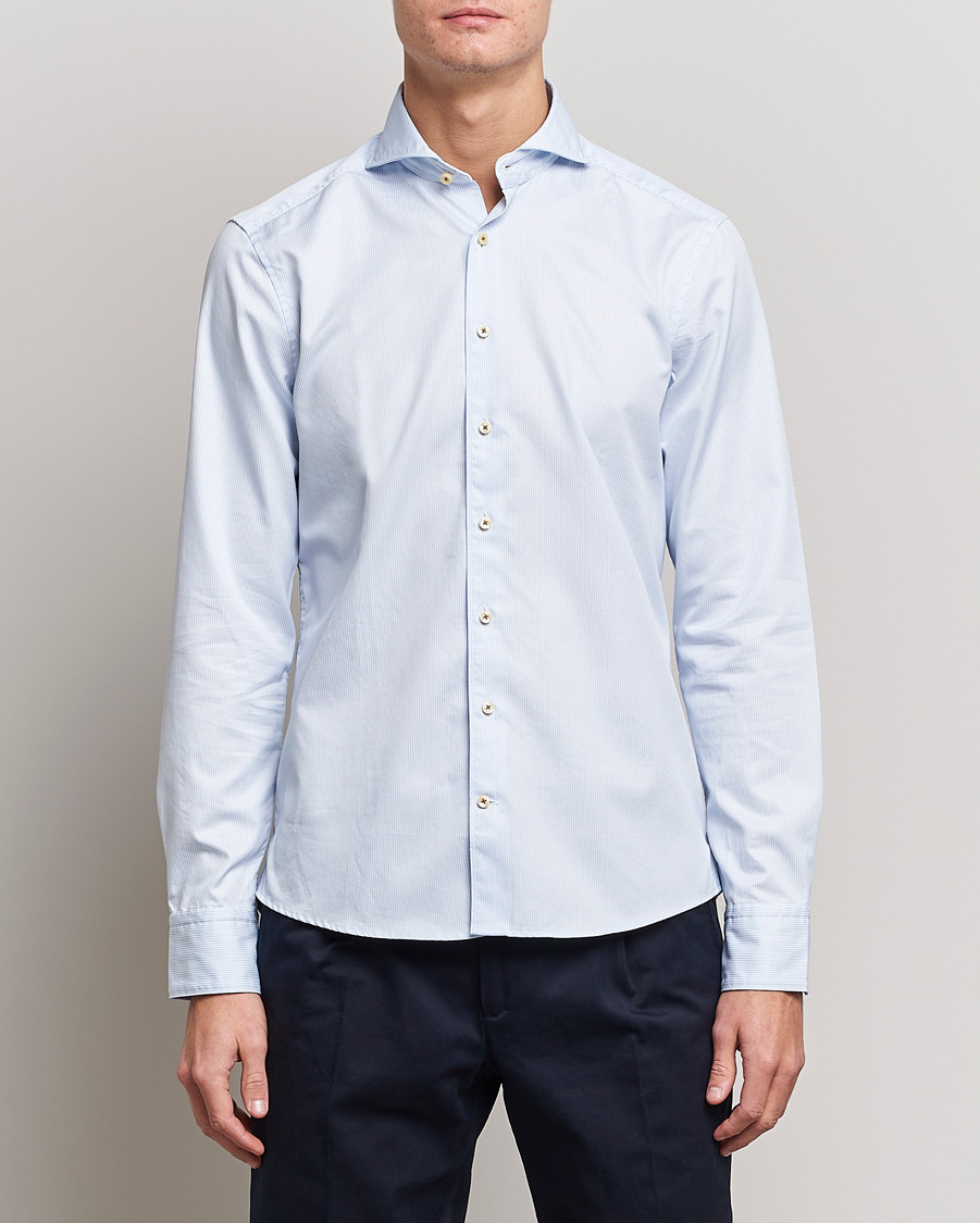 Uomini | Camicie casual | Stenströms | Slimline Pinstriped Casual Shirt Light Blue