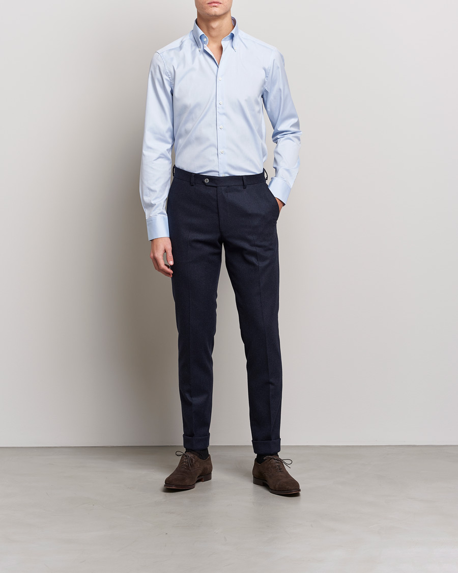 Uomini | Camicie business | Stenströms | Slimline Pinpoint Oxford Button Down Shirt Light Blue