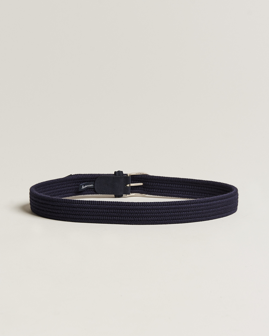 Uomini | Italian Department | Anderson\'s | Braided Wool Belt Navy