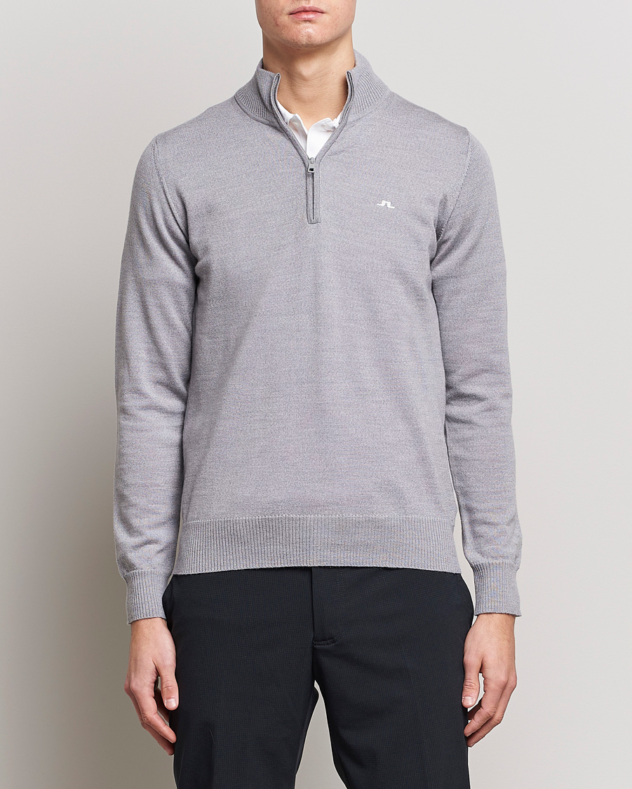 Uomini | J.Lindeberg | J.Lindeberg | Kian Tour Merino Half Zip Grey Melange