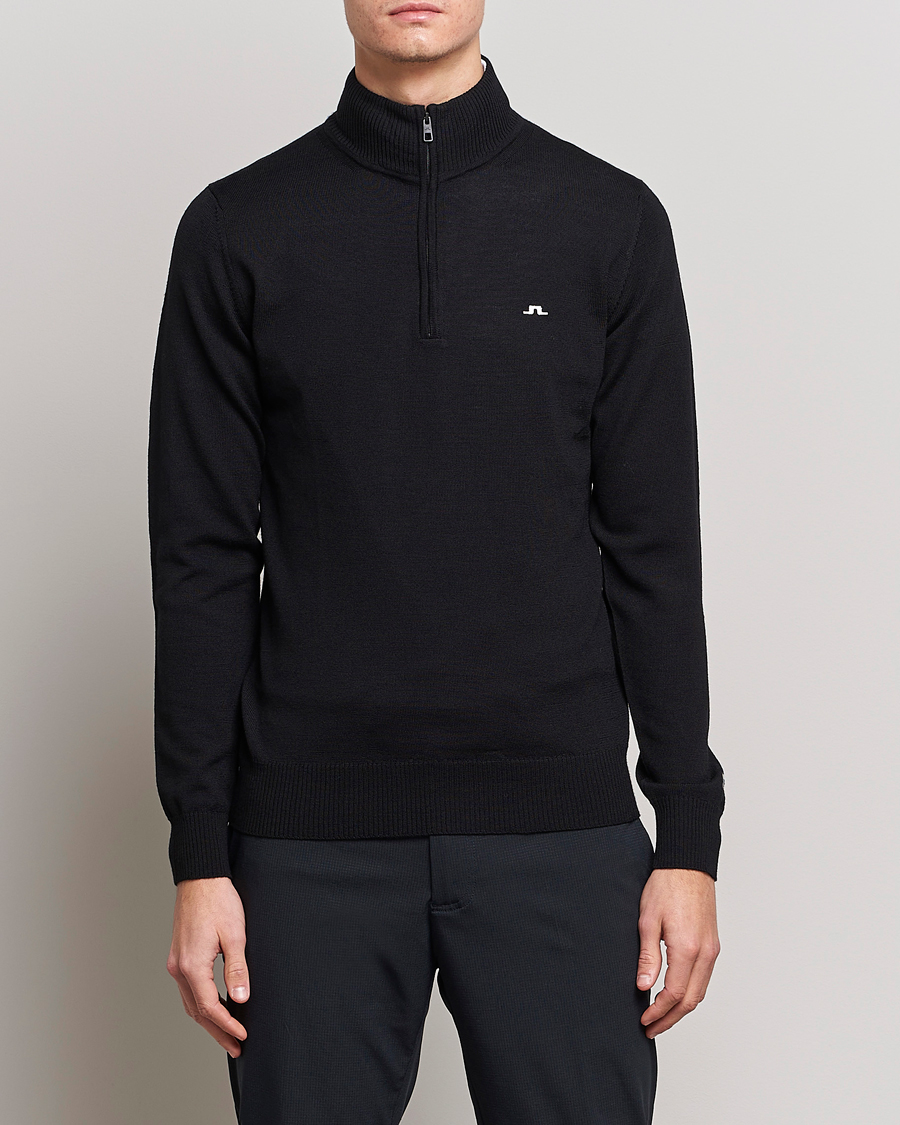 Uomini | Maglieria | J.Lindeberg | Kian Tour Merino Half Zip Black