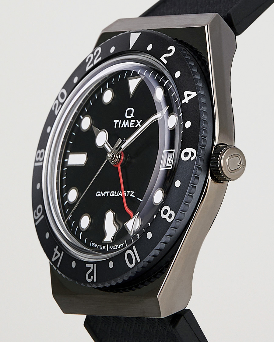 Uomini | Orologi | Timex | Q Diver GMT 38mm Rubber Strap Black/Grey