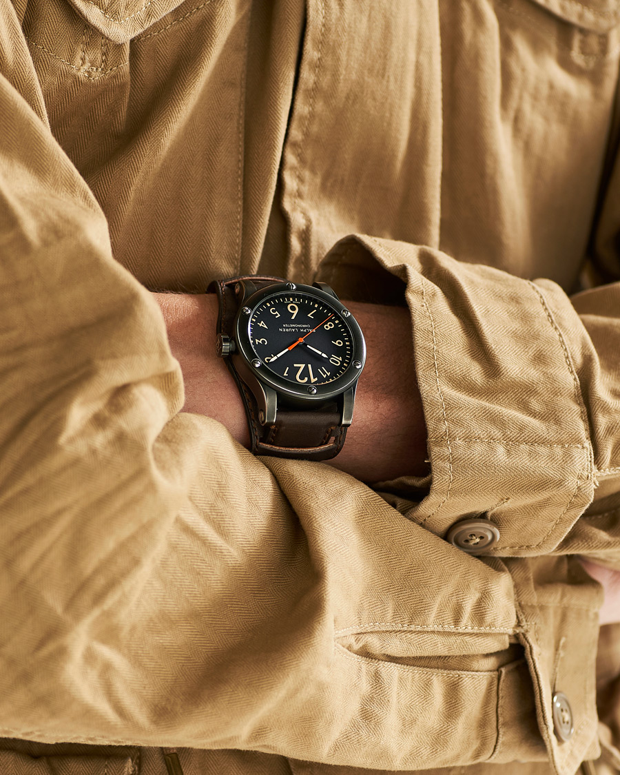 Uomini | Fine watches | Polo Ralph Lauren | 45mm Safari Chronometer Black Steel/Calf Strap