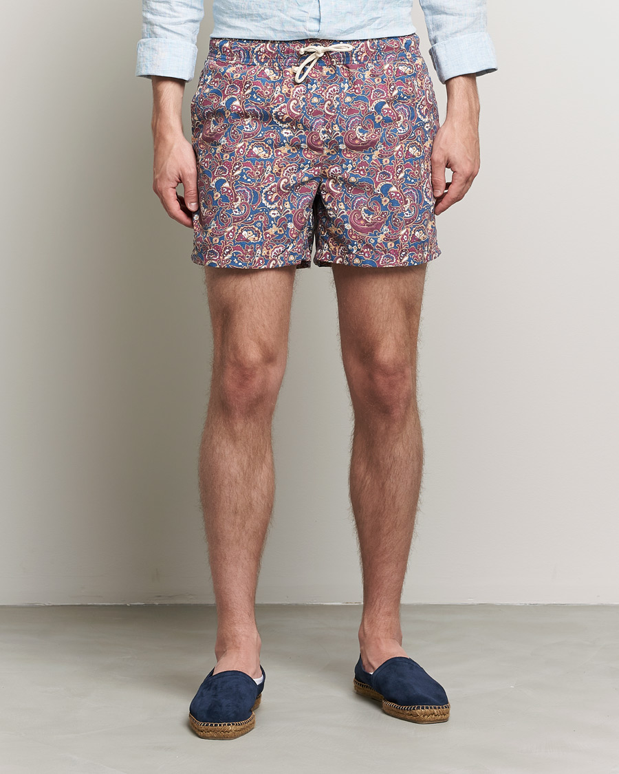 Uomini | Italian Department | Ripa Ripa | Mediterraneo Printed Swimshorts Petrol/Bordeaux