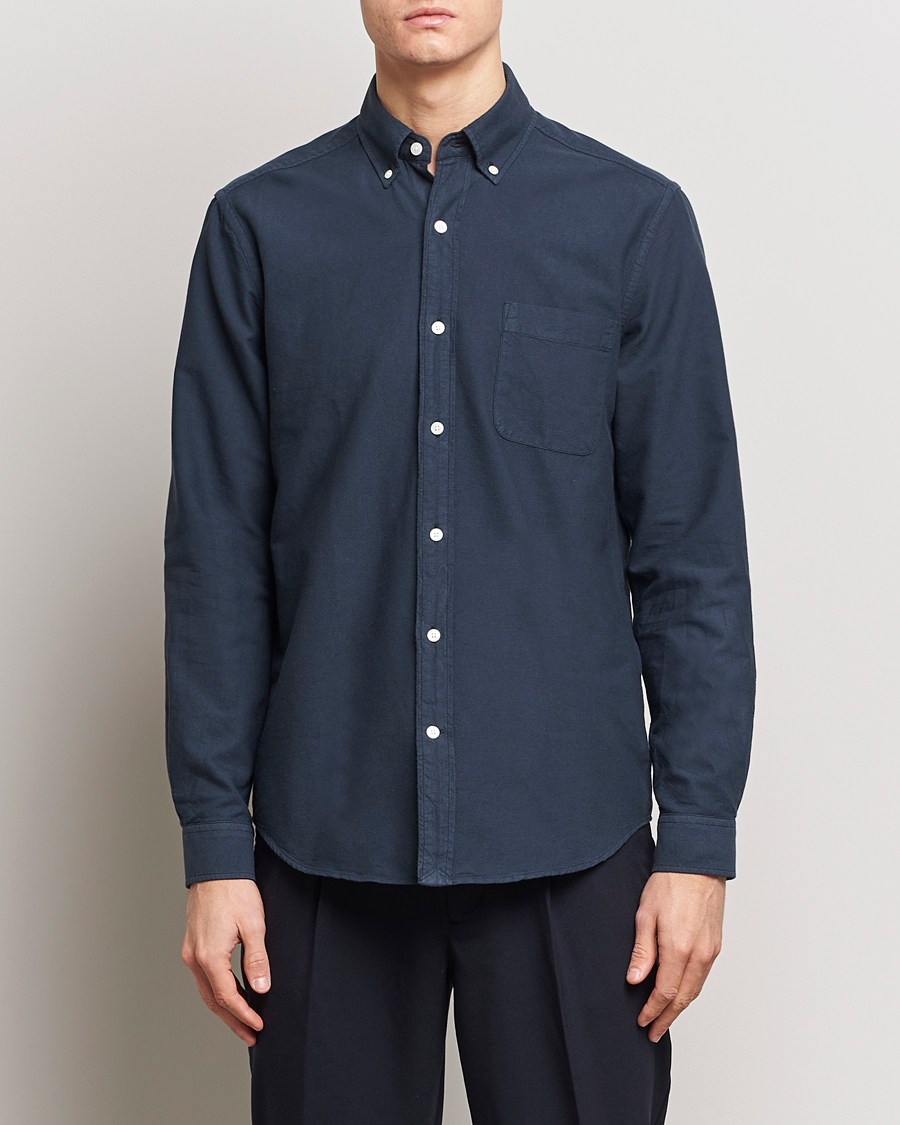 Uomini | Camicie oxford | A Day\'s March | Moorgate Dyed Oxford Shirt Navy