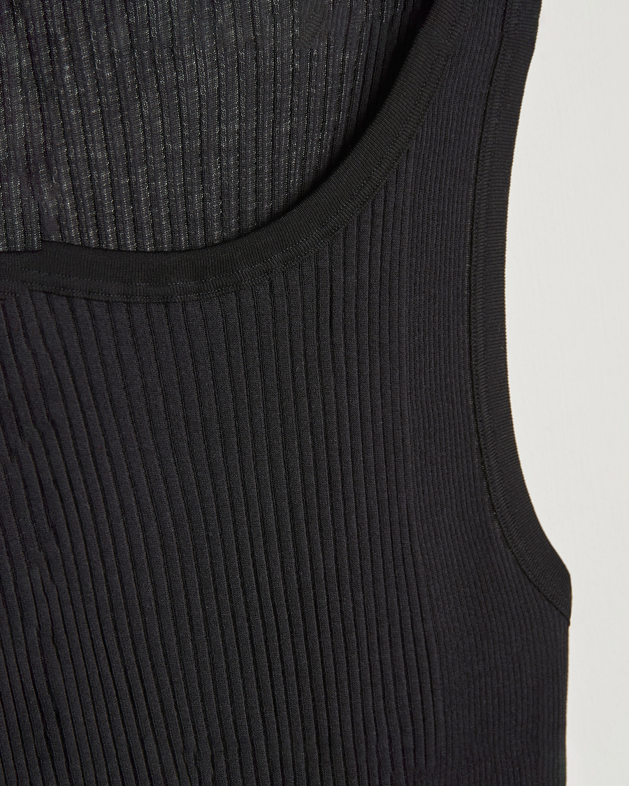 Uomini | Camicie di lino | Zimmerli of Switzerland | Ribbed Mercerized Cotton Tank Top Black