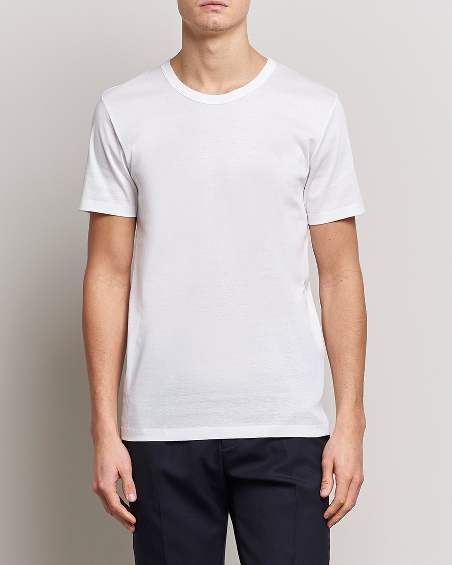 Uomini |  | Zimmerli of Switzerland | Mercerized Cotton Crew Neck T-Shirt White