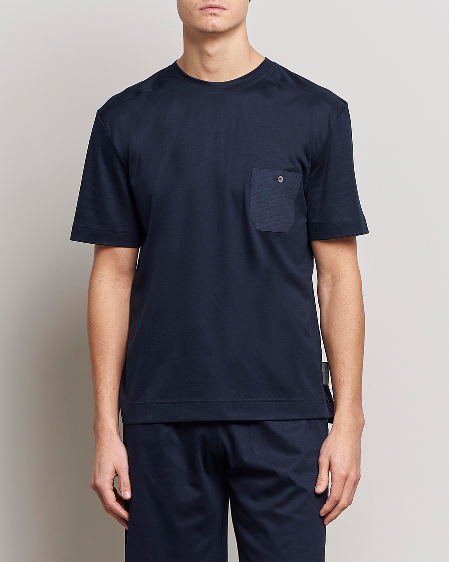 Uomini | Top pigiama | Zimmerli of Switzerland | Cotton/Modal Crew Neck Loungwear T-Shirt Midnight