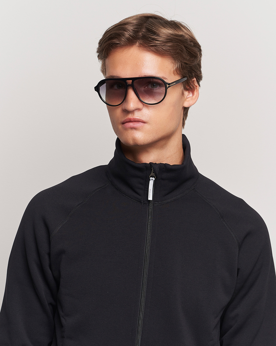 Uomini | Occhiali da sole da aviatore | Tom Ford | Jeffrey Sunglasses Shiny Black/Gradient Smoke